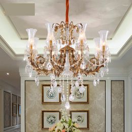 Chandeliers Customized Bronze Glass Shade Dining Room Chandelier Lighting Copper Vanity Project Living Led Lamparas