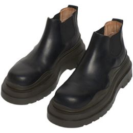 Мужчины черные Chelsea Boots Fashion Mans Cunky Boot High Top Mens Platform Boot