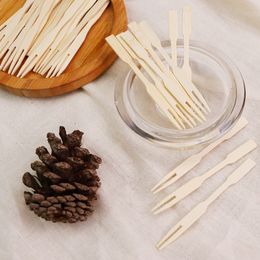 D￮ne jette jetable fourche pour m￩nage commercial bambou b￢ton g￢teau de dessert en Solde