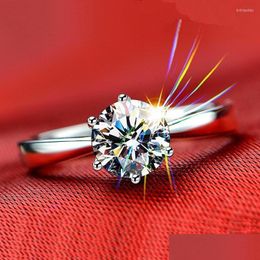 Cluster Rings Cluster Rings 925 Sier D Colour 5Mm To 6 Moissanite Ring Brilliant Cut 0 51 Moissanites Diamond Classic Engagement Jewe Dhvfw