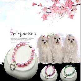 Dog Apparel Cats Luxurious Pearl Necklace Accessories Collar Artificial Pearls Rhinestone Pet Collars For Small Dogs Girl Gift