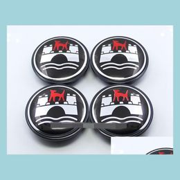 Wheel Covers 65Mm Abs Aluminium Wolfsburg Wheel Centre Hub Cap Black Dust Er For Badge Emblems Decoration Modification 4Pcs/Lot Drop Dhcge