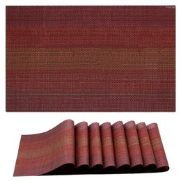 Table Mats Red Set Of 8 Washable Placemats For Dining Wipe Clean Heat Stain High Temperature