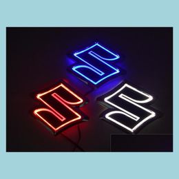 Car Stickers New 5D Standard Badge Lamp Special Modified Car Logo Led Light Emblem For Suzuki Alto/Jimny Drop Delivery 2022 Mobiles Dhcky