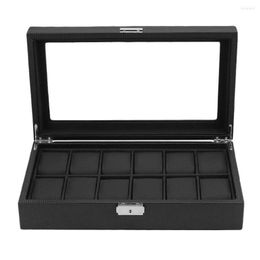 Watch Boxes Luxury 6/10/12 Grids Box Carbon Fibre Pattern Storage Display Slot Case Organiser Holder Container 2022