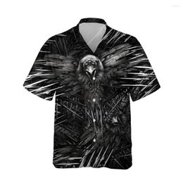 Men's Casual Shirts Jumeast 3d Halloween Gothic Horror Raven Printed Hawaiian Shirt Men Short Sleeve Streetwear Plus Size Fashion Loose Tops