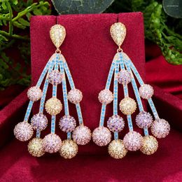 Dangle Earrings GODKI Trendy Flower Leaf Drop Earring For Women Wedding Cubic Zirconia Dubai Bridal Costume Jewellery Summer Party