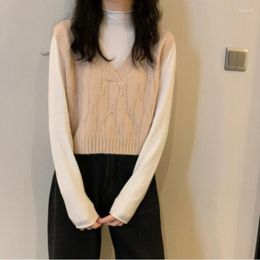 Women's Vests Korean Women Short Knitted Sweater Sleeveless Loose Vest Ladies V-Neck Pullover Tops Female Waistcoat Coat JW9797