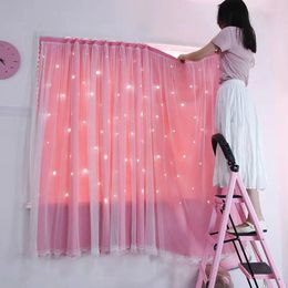 Curtain 1pcs Punch-free Girl Heart Finished Window Screening Living Room Bedroom Partition Shading Cloth Materia F8288