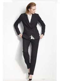 Women's Two Piece Pants Custom Black Special Bussiness Formal Elegant Women Suit Set Blazers Office Suits Ladies Trouser