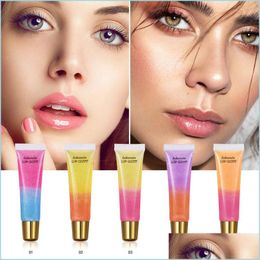 Lip Gloss Moisturizing Plum Lip Gloss Plumper Makeup Glitter Nutritious Liquid Lipstick Cherry Mineral Oil Double Color 6Pcs Drop De Dhrms