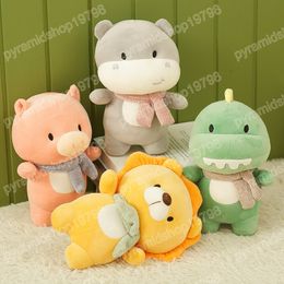 23CM Kawaii Baby Room Decoration Hippo Dinosaur Pig Lion Animal Pillow Cartoon Animal Plush Toys Girl Birthday Gifts