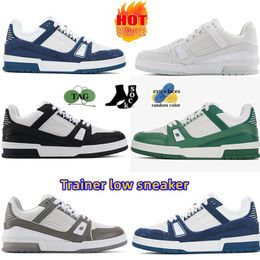 Designer Fashion Trainer low Sneaker intage Casual Shoes Virgils abloh Alligator-embossed bright colors Grey Brown White Green calf leather French Ablohs mens shoe