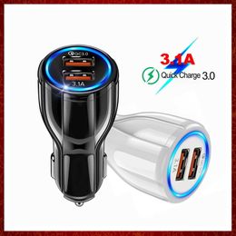 CC184 3.1A Dual USB Car Charger LED Fast Charging For 13 12 11 Pro Samsung S20 S10 Xiaomi Huawei Quick Charges 3.0 Phone Charger in cars