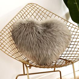 Pillow Love Heart Shaped Faux Wool Fur Cover Fluffy Soft Long Hair Plush Throw Pillowcase Sofa Car Decor Washable