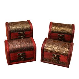 Small Vintage Trinket Boxes Wooden Jewelry Storage Box Treasure Chest Jewelry Case Home Craft Decor Randomly Pattern DH95