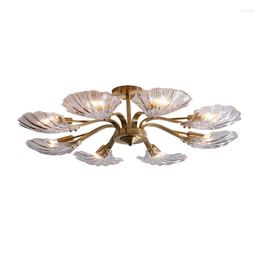 Ceiling Lights Light Luxury Copper Art Living Room Lamp Creative Bedroom Dining Warm Post-Modern Shell Lamps