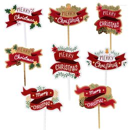 Festive Supplies Flower Happy Christmas Party Cake Topper Decorative Coloured Acrylic Home Gold Merry Baking