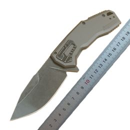 1Pcs KS 2061 Assisted Flipper Folding Knife D2 Stone Wash Blade Stainless Steel Handle EDC Pocket Folder Knives with Retail Box