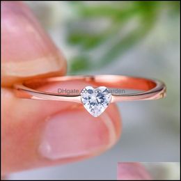 Cluster Rings Cluster Rings Boho Promise Love Engagement Ring Luxury Female Small Cute Heart 100 Real 925 Sterling Sier Zircon Stone Dhoz1