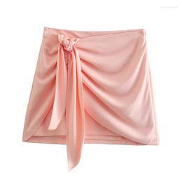 Skirts Maxdutti Pink Pleated Bow High Wasit A-line Sexy Caasual Mini Women England Style Fashion