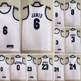 Printed Basketball Jerseys 0 Westbrook 3 Anthony 6 James Davis #8 #24 #23 Jersey Colour white