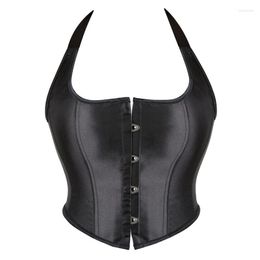 Bustiers & Corsets Gothic Black Halter Waist Corset Women Sexy Lingerie Trainer Body Shaper Slimming Bustier Tops Chest Push Up ShapewearBus