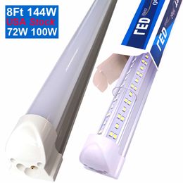 V-Shaped Integrate T8 LED Tube 2 4 5 6 8 Feet Fluorescent Lamp 144W 8Ft 4Rows Light Tubes Cooler Door Lighting CRESTECH