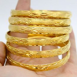 Bangle Bracelets 6 Pieces Ethiopian Dubai Gold Ladies Flower Bridal African Wedding Jewellery Middle East Items