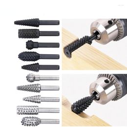 Professional Hand Tool Sets 5pcs Steel Rotary Rasp File 1/4" Shank Craft Files Burrs Wood Bits Grinding Power Woodworking