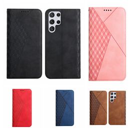 Cube Leather Wallet Cases For Moto Edge 2022 S30 X30 Pro G62 Samsung S23 Ultra Plus A14 5G A23E Diamond Grain Skin Feel Card Holder Flip Cover Suck Magnetic Closure Purse