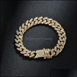 Chain Link Chain Mens Hip Hop Bling Gold Bracelets Diamond Jewellery Iced Out Miami Cuban Bracelet 1272 B3 Drop Delivery Hjewelry 2022 Otxuz