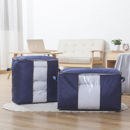 Clothing Storage Bag Large Capacity Case Buggy With Visual Window For Quilt Clothes Blue/Gray/Pink/Beige