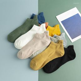 Men's Socks 5 Pairs Brand Men Cotton Style Soft Breathable Solid Colourful Simple Fashion Mens Women Short Ankle Street Unisex Sock