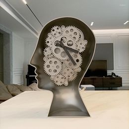 Table Clocks 14 Inches Clock Flip Stainless Steel Watch Mechanical Gear Desktop Quartz Home Decor