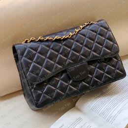 Top 10A Tier Quality Double Flap Shoulder Bag 30CM Jumbo Luxury Designer Натуральная кожа Caviar Lambskin Классический черный кошелек Стеганый sfdfsd