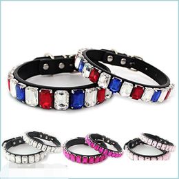 Dog Collars Leashes Dog Collars Of Crystal For Medium Small Dogs Blingbling Cute Collar Adjustable Pets Necklace Sparkling Jeweled Dhrba