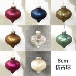 Christmas Decorations Ornaments Glass Pendant Small Pieces Window Net Red Foreign Trade 8cm Antique Tree Onion Ball