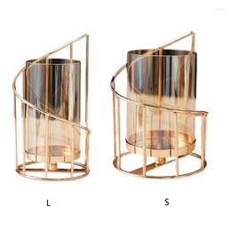 Candle Holders Geometric Pillar Holder Elegant Spiral Ladder Shaped Hollow Candlestick Wrought Iron Tabletop Decor Home Desktop