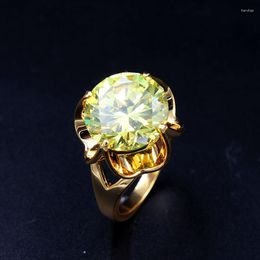 Wedding Rings Luxurious Olive-green Zircon For Women Gold Color Shiny 6carat Cubic Zirconia Jewelry Anillos Mujer LR1520