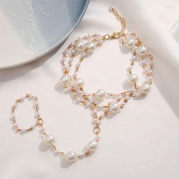 Anklets 1 Pcs Pearl Barefoot Sandals Anklet Bracelet For Women Bridal Toe Ankle Foot Chain Jewellery Beach Boho