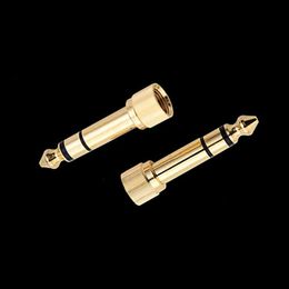 Gold 6.35mm Male to 3.5mm Female Connector Stereo Audio Headphone Screw Adapter