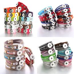 Charm Bracelets Wholesale New Braided Leather Snap Diy Button Bracelet Interchangeable Jewellery For Women Drop Delivery 2022 Smte9