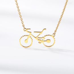 Colares pendentes de aço inoxidável corrente de ouro gargantilha bff riding ciclismo de ciclismo figura bicicleta panor pandant sport jewelry presente de jóias masculino macho