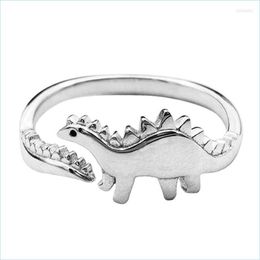 Cluster Rings Cluster Rings Gothic Cute Small Dinosaur Fashion Retro Style Opening Adjustable Animal For Women Men Bat Jewelleryclus Dhctx