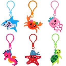Cartoon Ocean Animal Keychains PVC Keychain Pendant Luggage Decorative Key Chain Christmas Gift Keyring