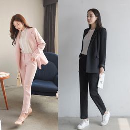 Women's Tracksuits Women Two Piece Outfits Suit Female Spring And Autumn Fashion Temperament Slim OL Professional Solid Colour