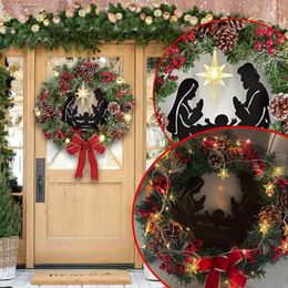 Decorative Flowers Elegant Red Christmas Wreath Champagne Gold Window Door Wall Ornament Decorations Home Halloween Ornaments L5