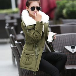 QNPQYX Women Winter Jacket Thicken Hooded Long Jacket female Blends Slim Fit Hair Collar Cotton-Padded Clothes Women Down Coats