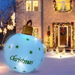 Party Decoration 60CM Outdoor Christmas Inflatable Decorated Ball With Remote Flash Light PVC Giant Big Large Balls Xmas Tree Toy